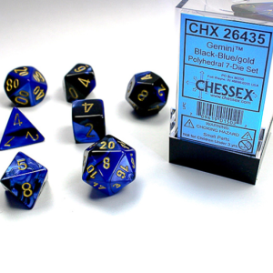 7-Die Set Gemini: Black-Blue/Gold